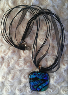 Blue/Dichroic glass necklace