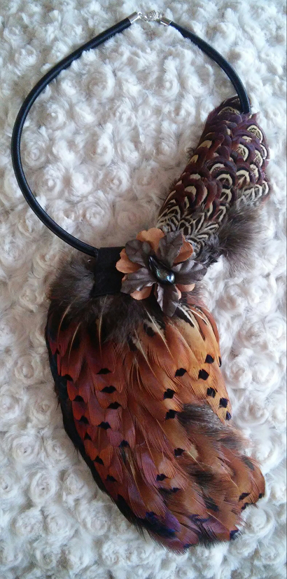 Bronze colored Feather necklace